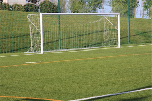 Artificial turf - picture of goal net on artificial turf field